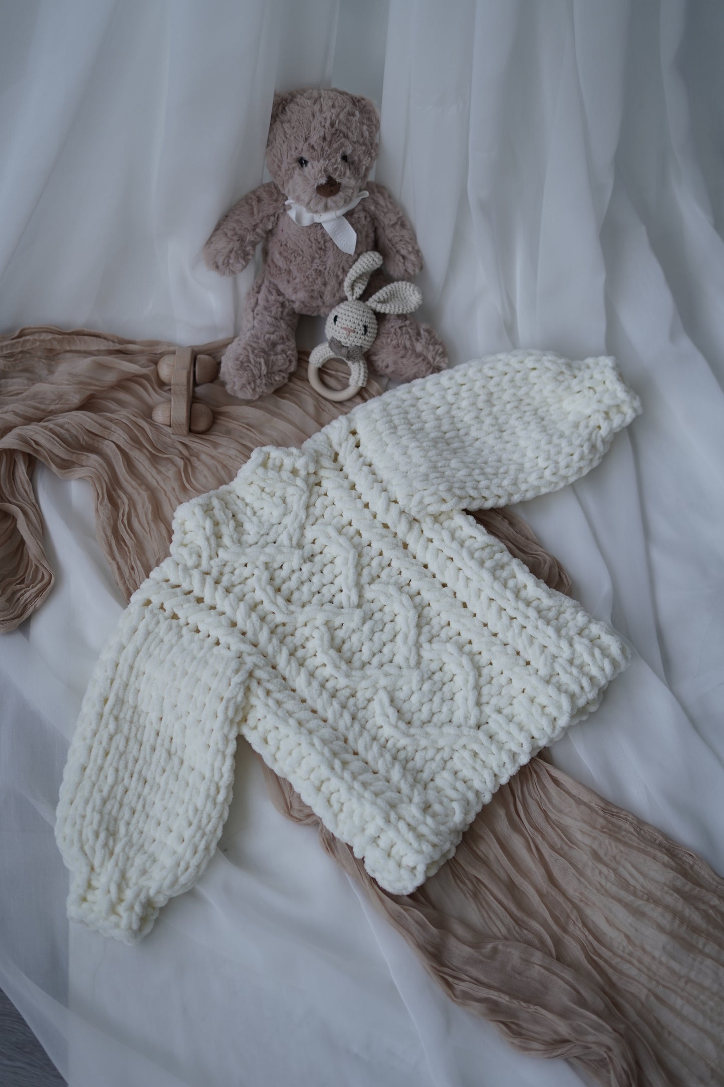 Chunky Knit Baby Cardigan - Cream