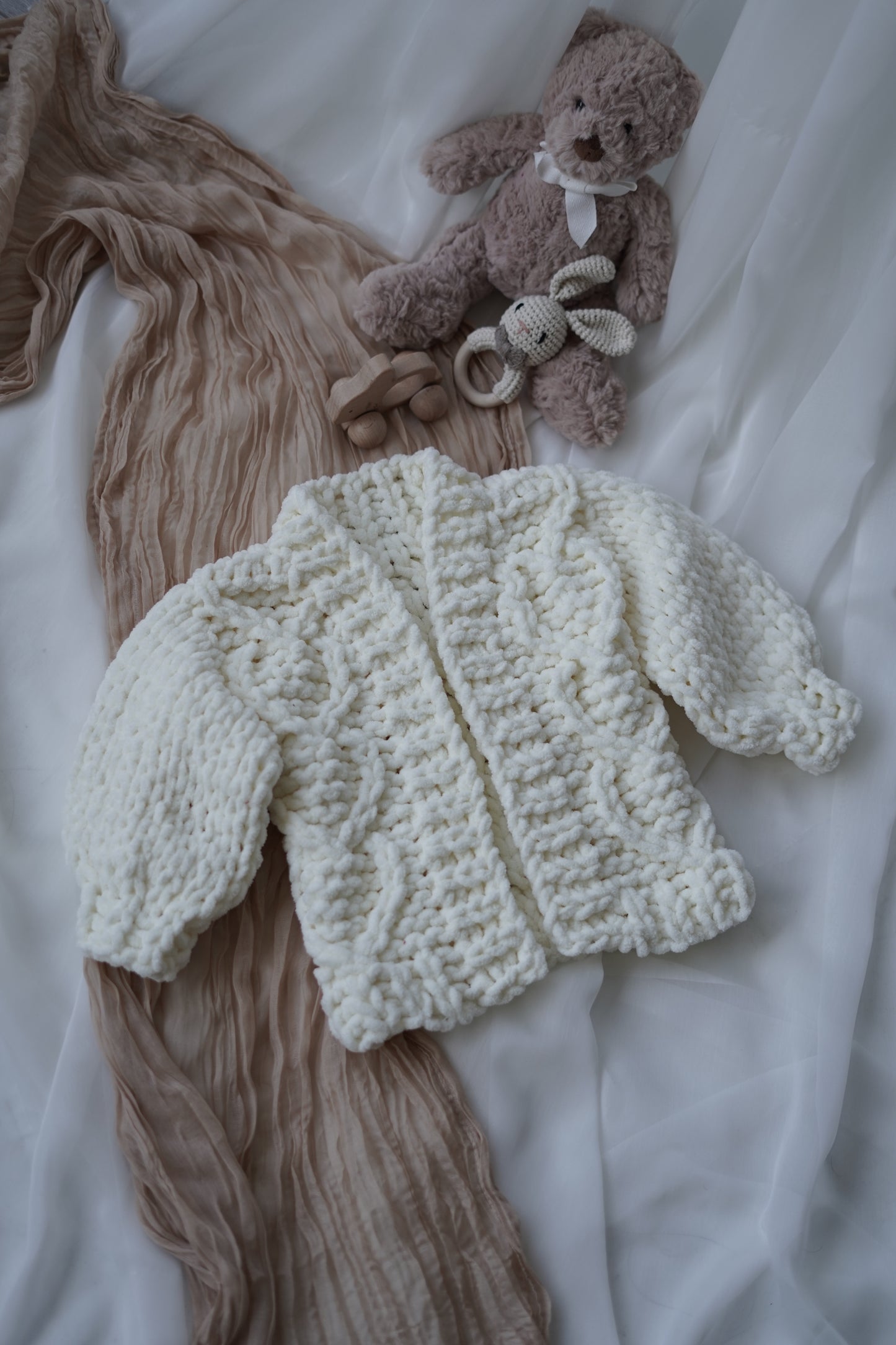 Chunky Knit Baby Cardigan - Cream