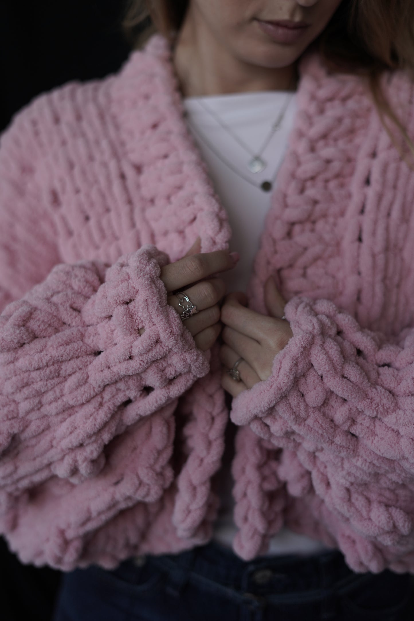 Dusty Rose Bubble Knit Cardigan