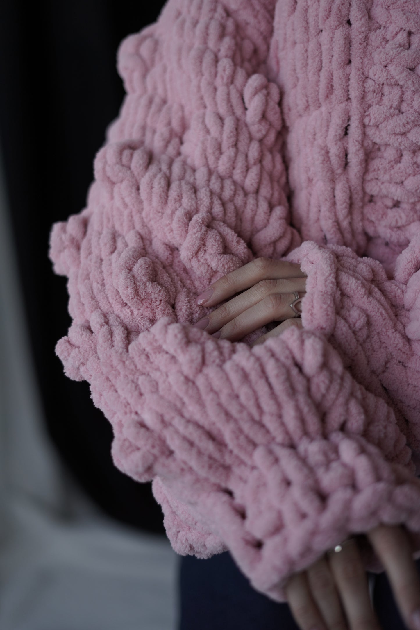 Dusty Rose Bubble Knit Cardigan