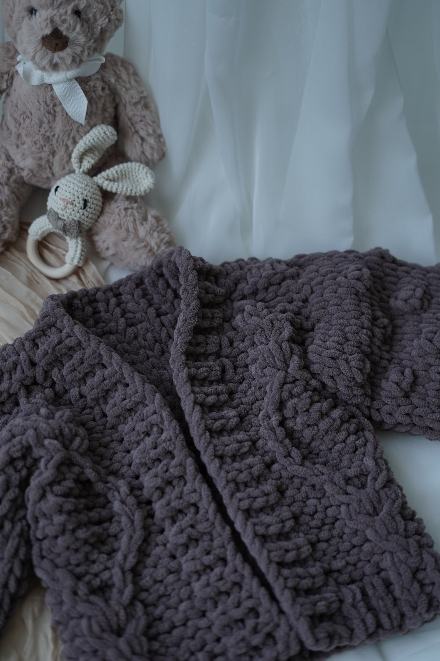 Chunky Knit Baby Cardigan - Dark Brown
