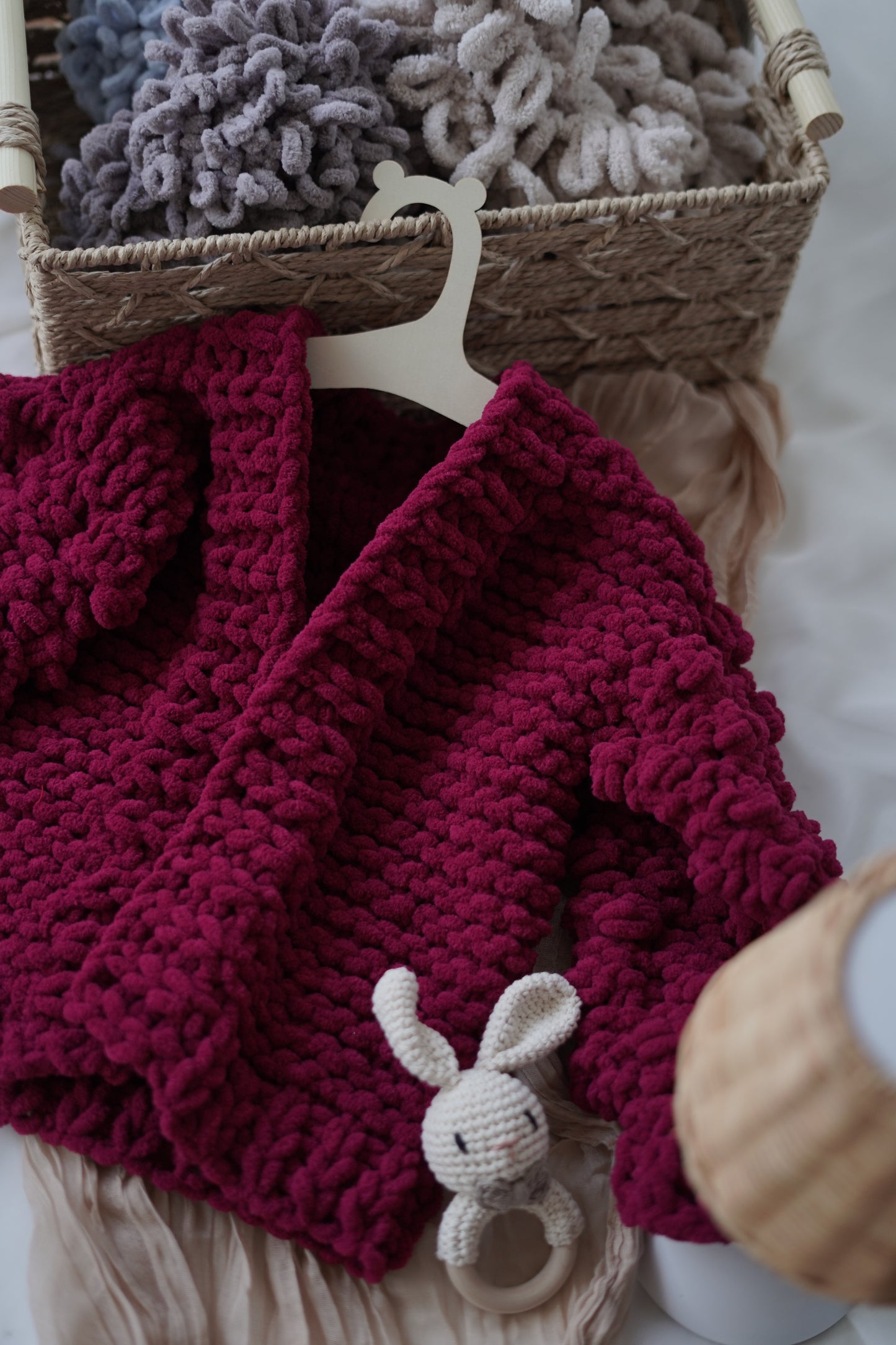 Chunky Knit Baby Cardigan - Burgundy