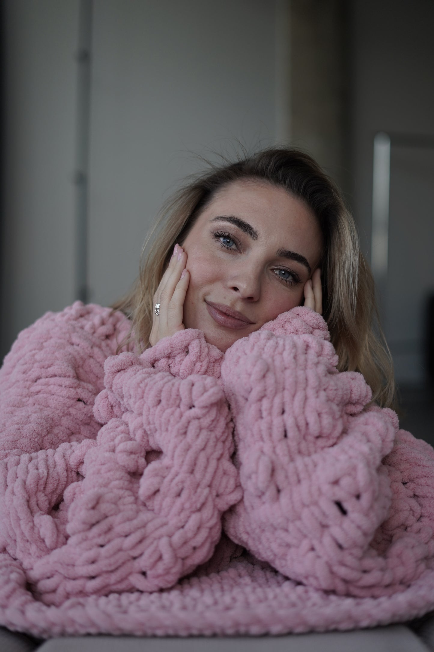 Dusty Rose Bubble Knit Cardigan