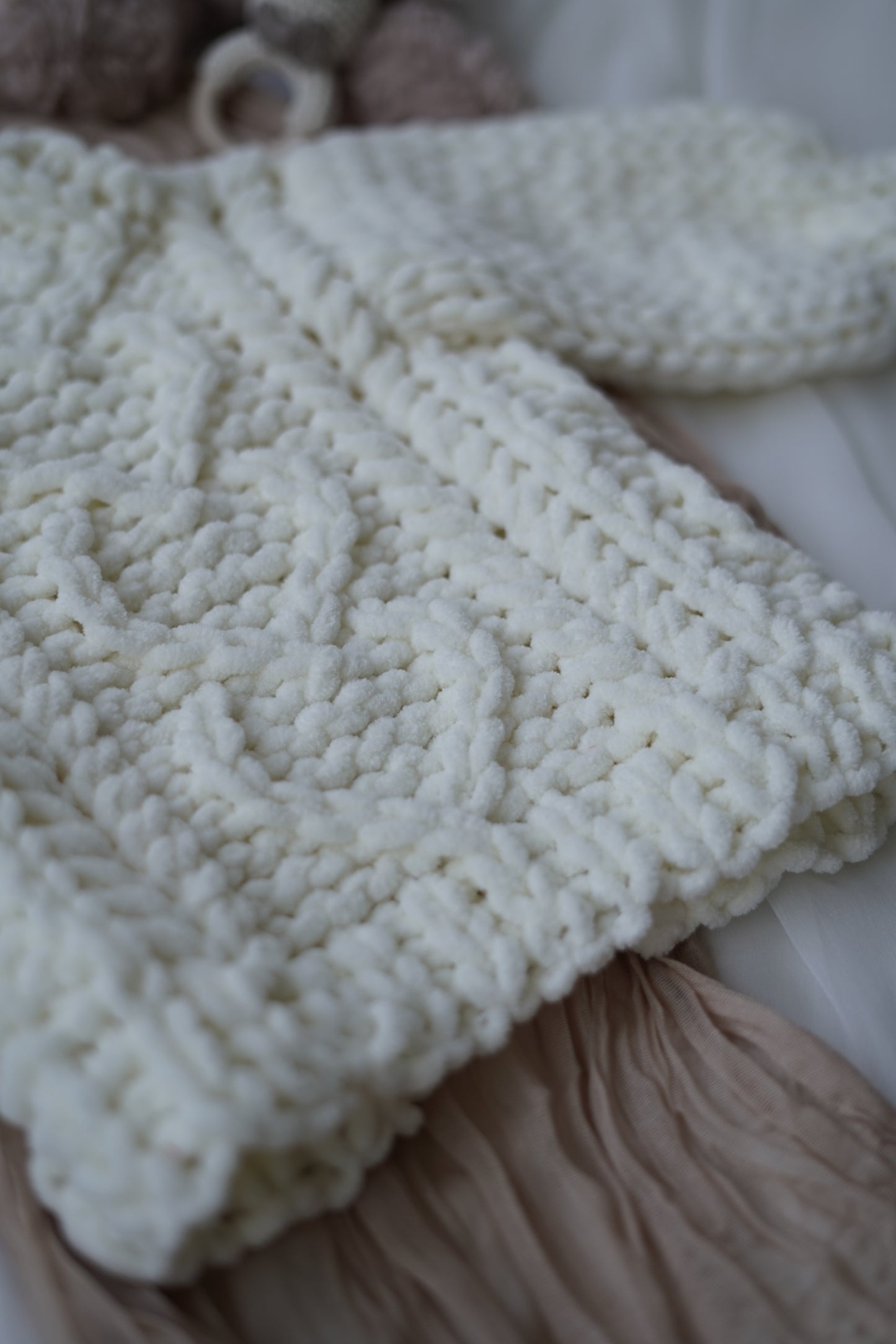 Chunky Knit Baby Cardigan - Cream