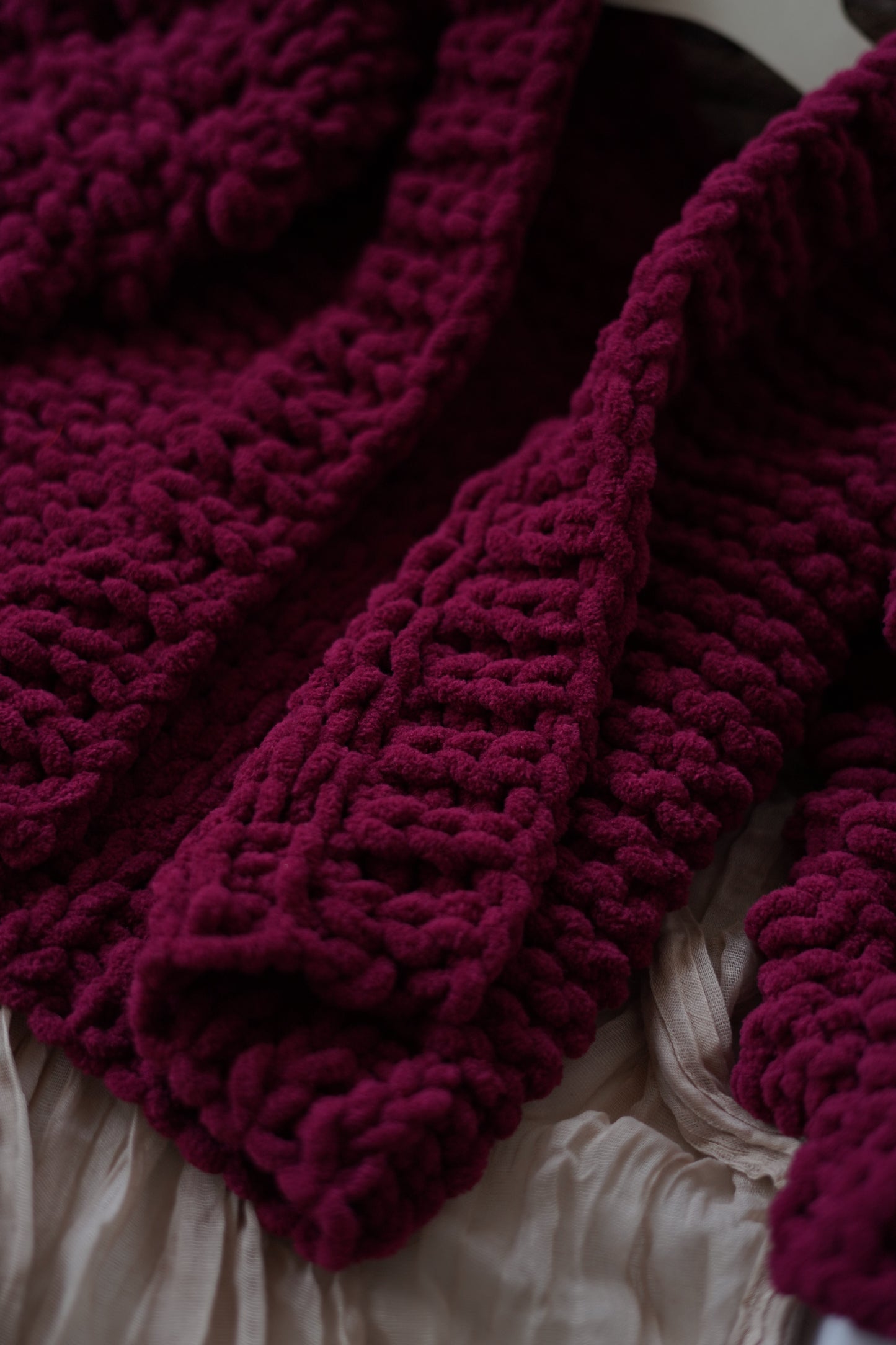 Chunky Knit Baby Cardigan - Burgundy