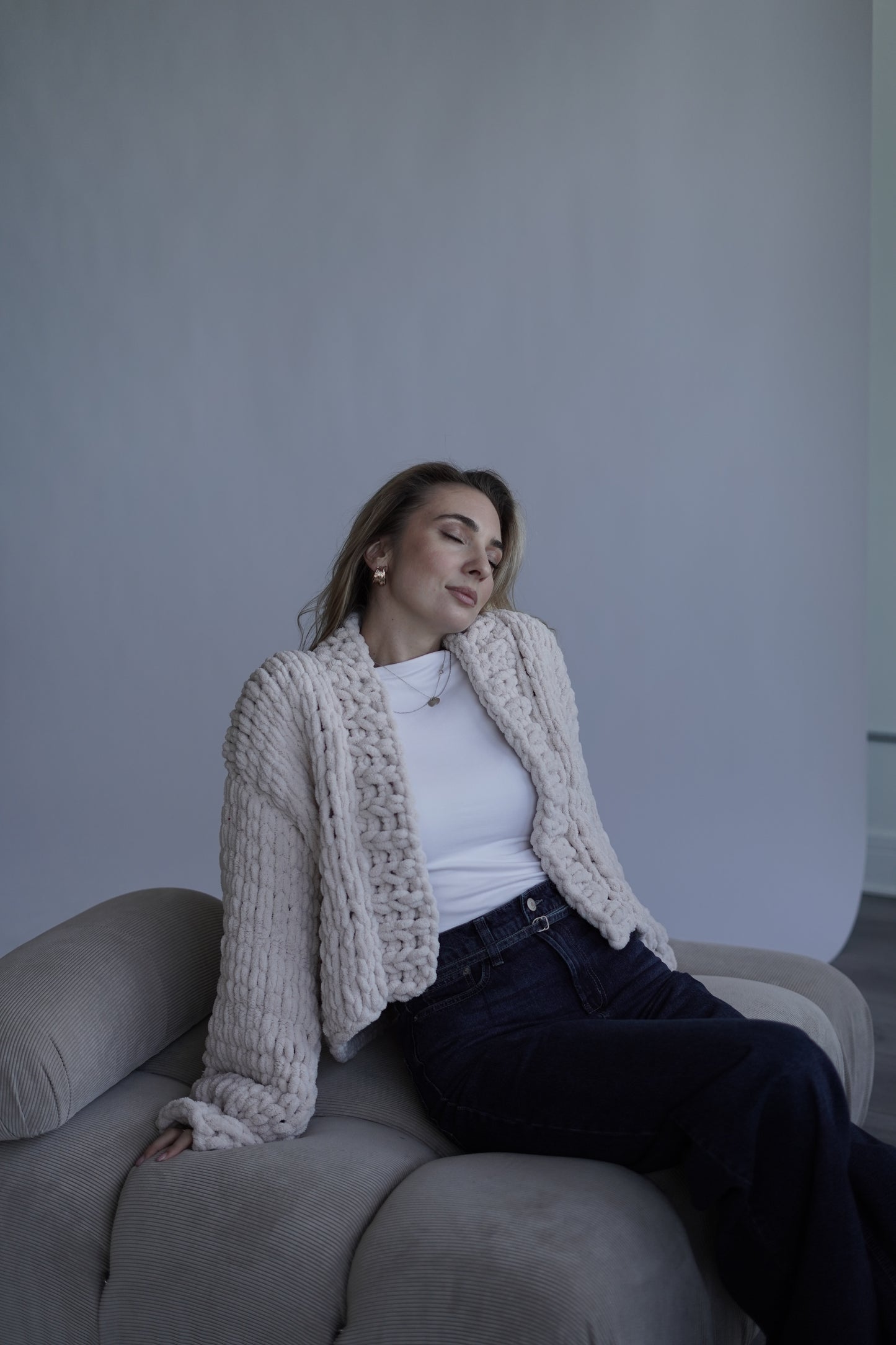 Cream Chunky Knit Cardigan