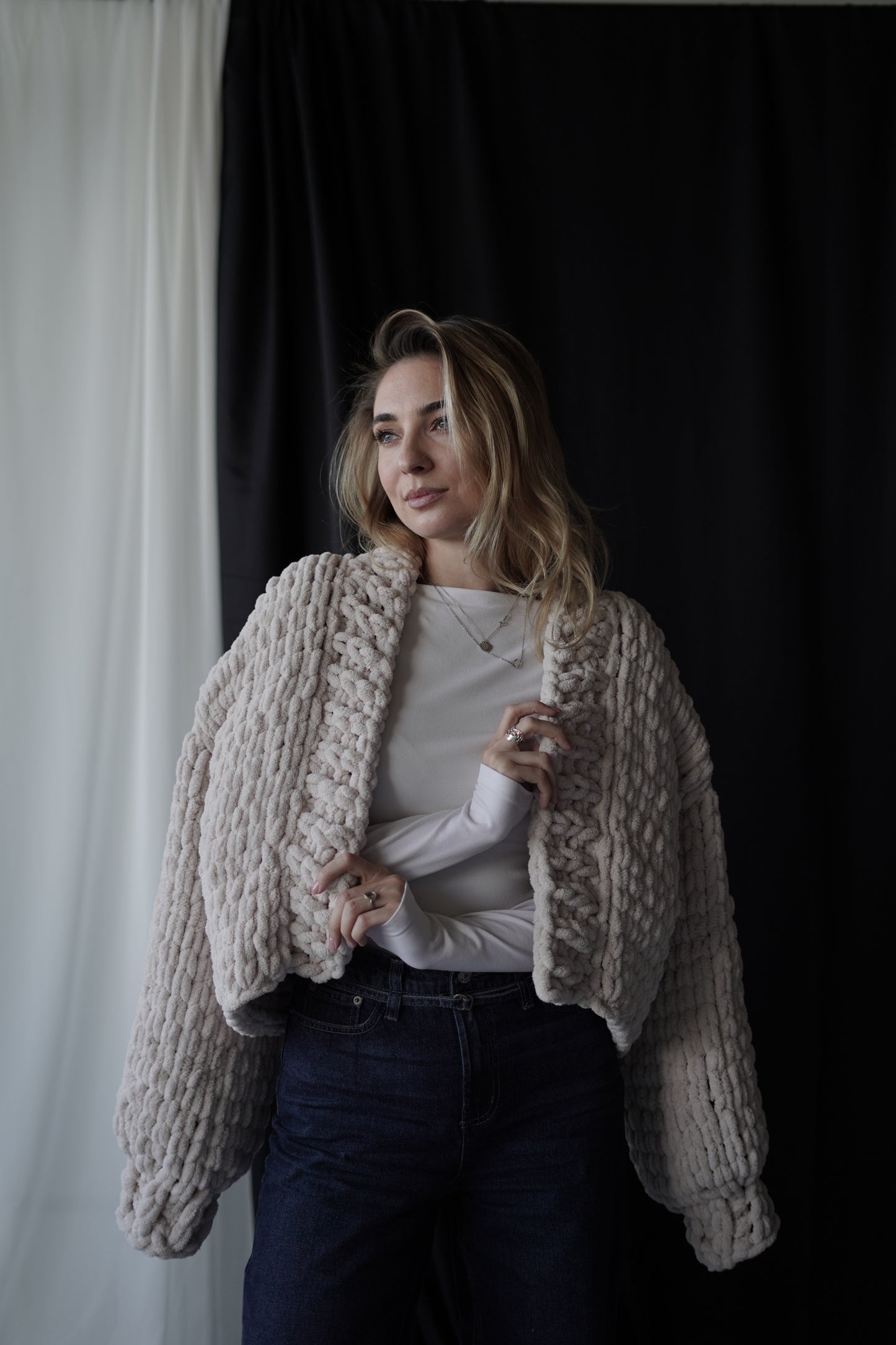 Cream Chunky Knit Cardigan